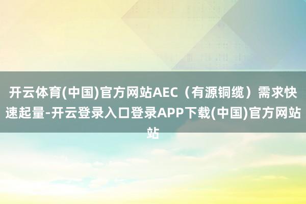 开云体育(中国)官方网站AEC（有源铜缆）需求快速起量-开云登录入口登录APP下载(中国)官方网站